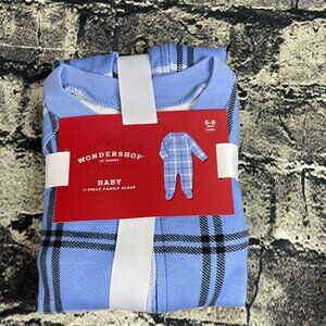 Wondershop Baby 6-9 Months 1-pc Family Sleep Blue White Black Plaid 100% Cotton